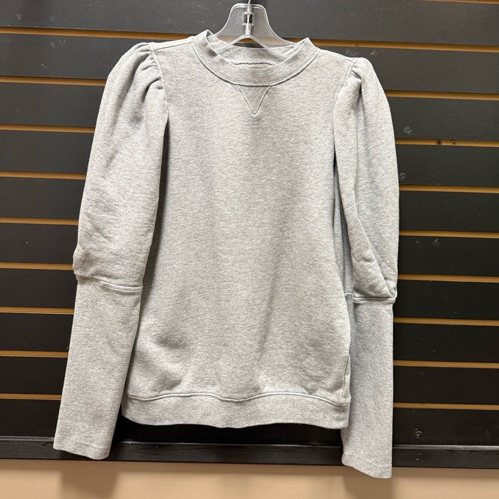 Stella & Dot Gray Puff Sleeve Sweatshirt Size L Cotton Blend